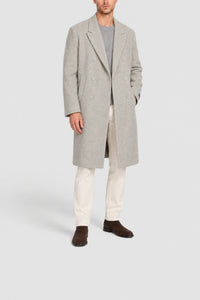 Manteau croisé en laine - Gris Chiné