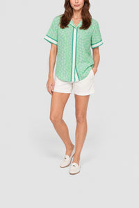 Chemise oversize imprimée monogramme - Marine & Blanc