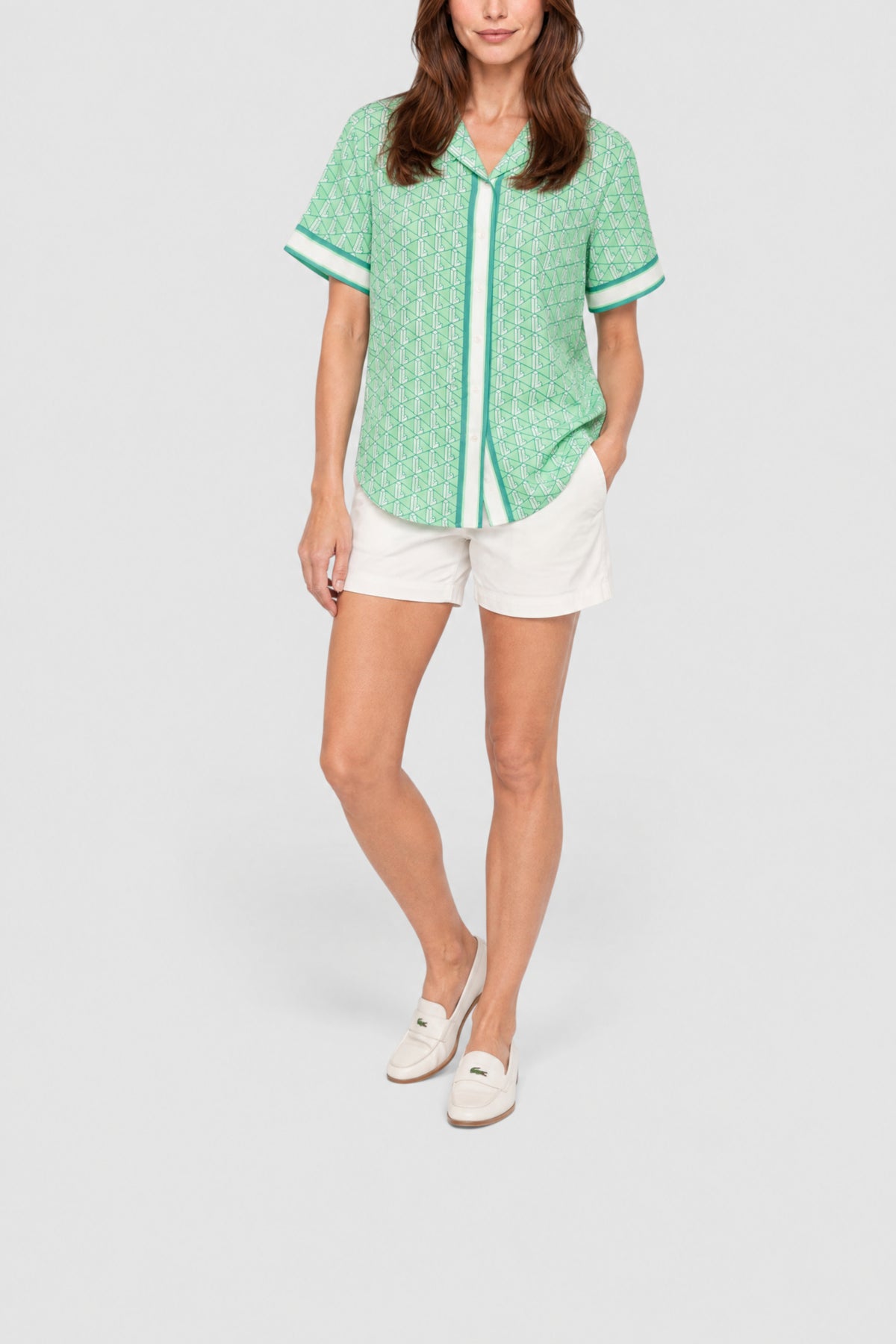 Chemise oversize imprimée monogramme - Marine & Blanc