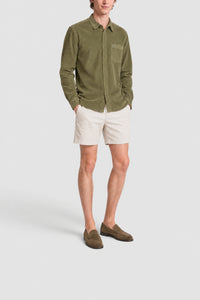 Chemise à poche en velours - Kaki
