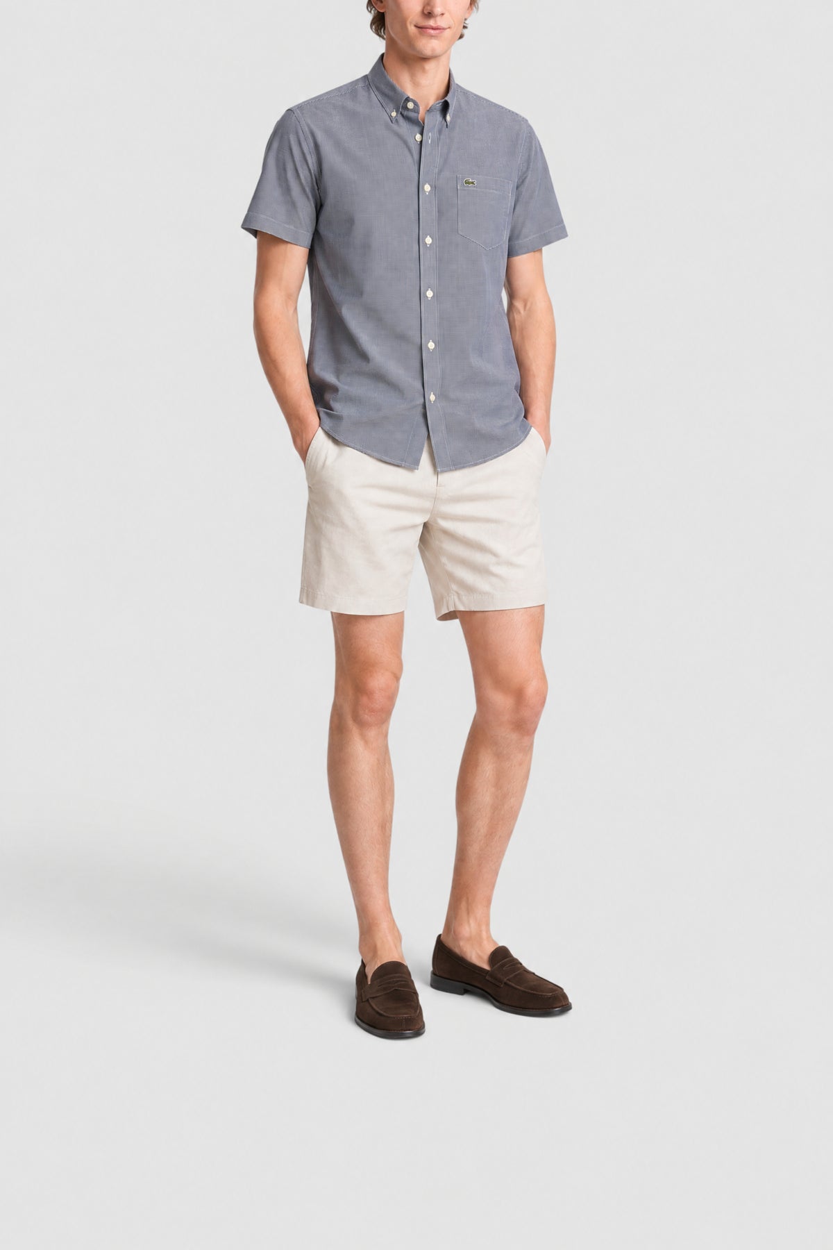 Chemise à manches courtes vichy - Blanc & Marine