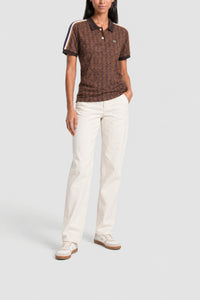Polo ajusté en jacquard monogramme - Velours & Datte