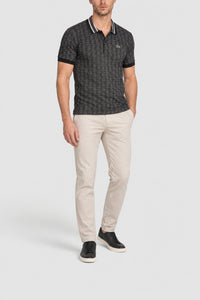 Polo jacquard monogramme - Noir & Graphite