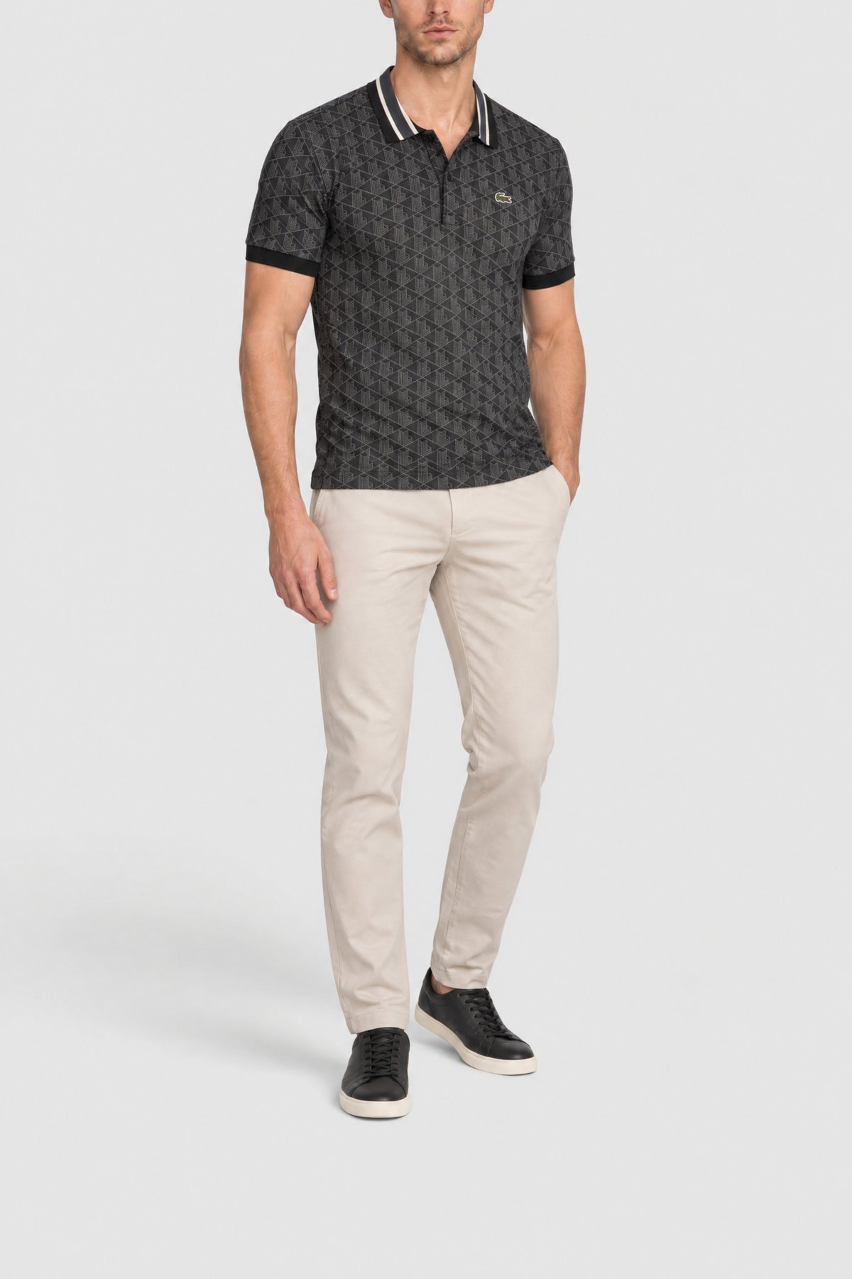 Polo jacquard monogramme - Noir & Graphite