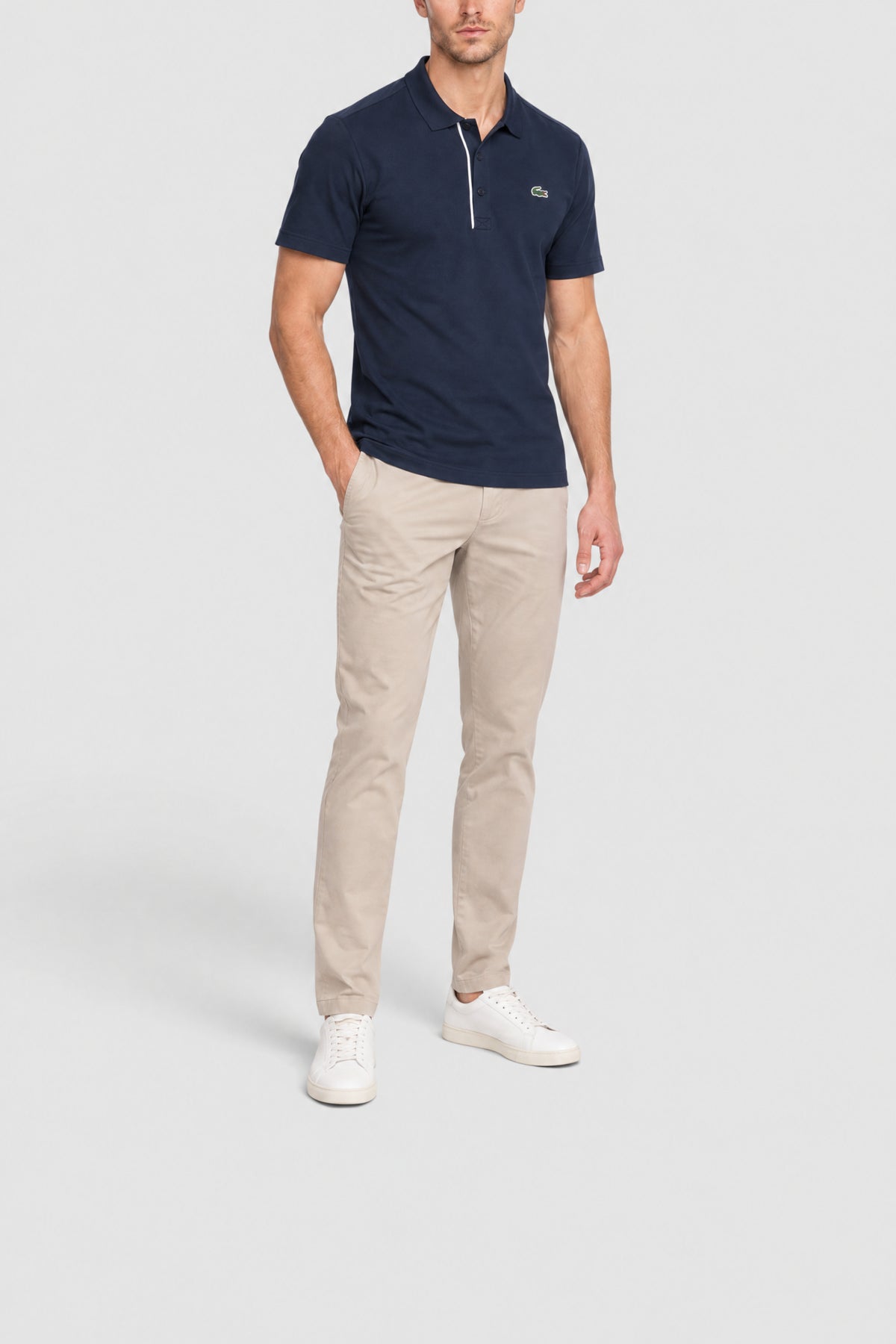Polo Golf protection UV - Marine & Blanc