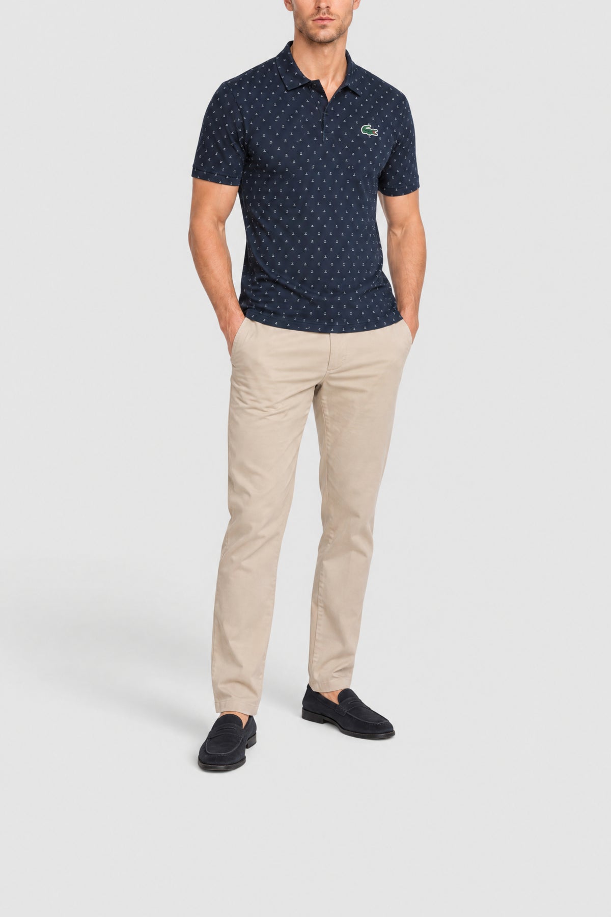 Polo à pois avec logo - Marine & Blanc