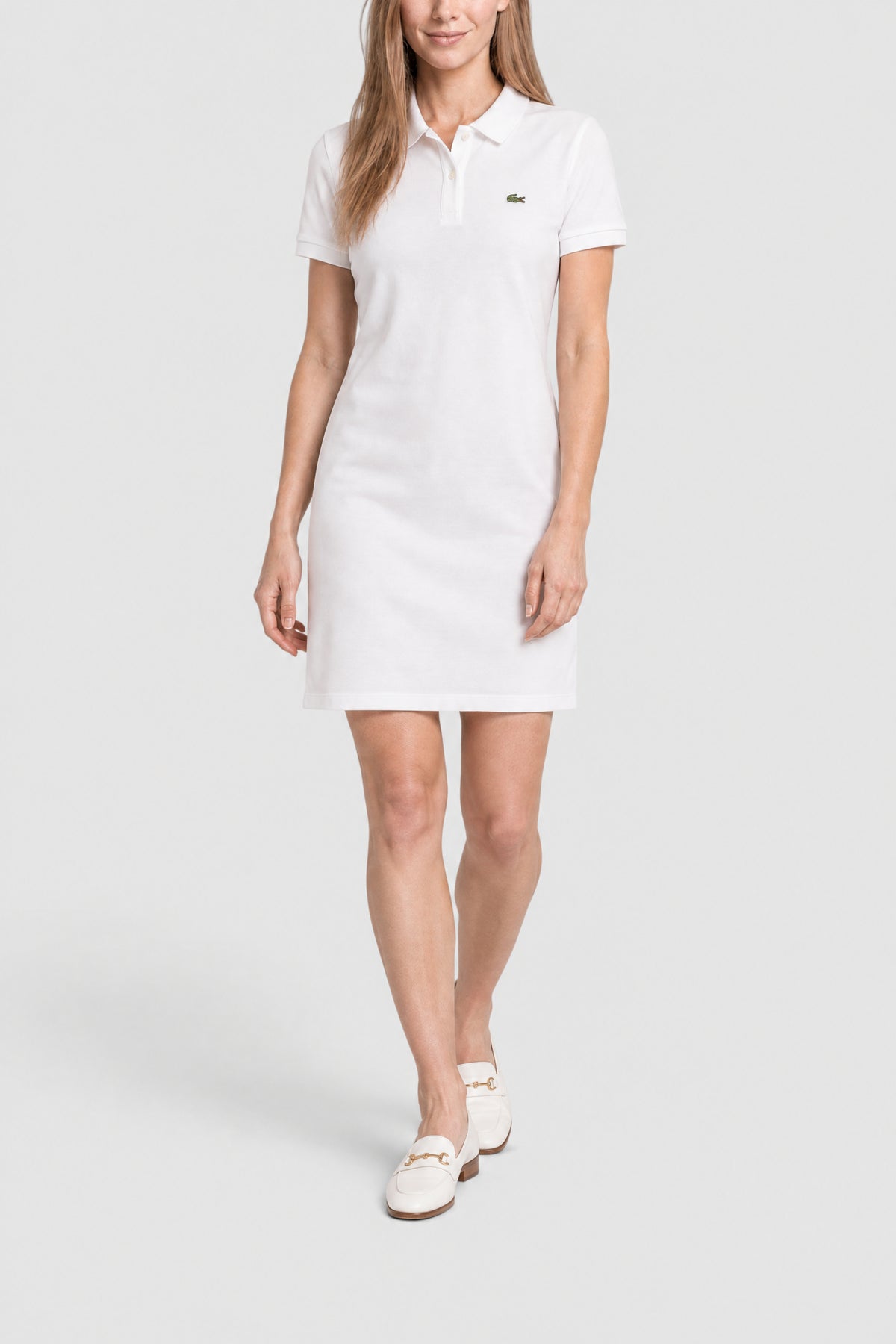 Robe polo en petit piqué souple - Blanc