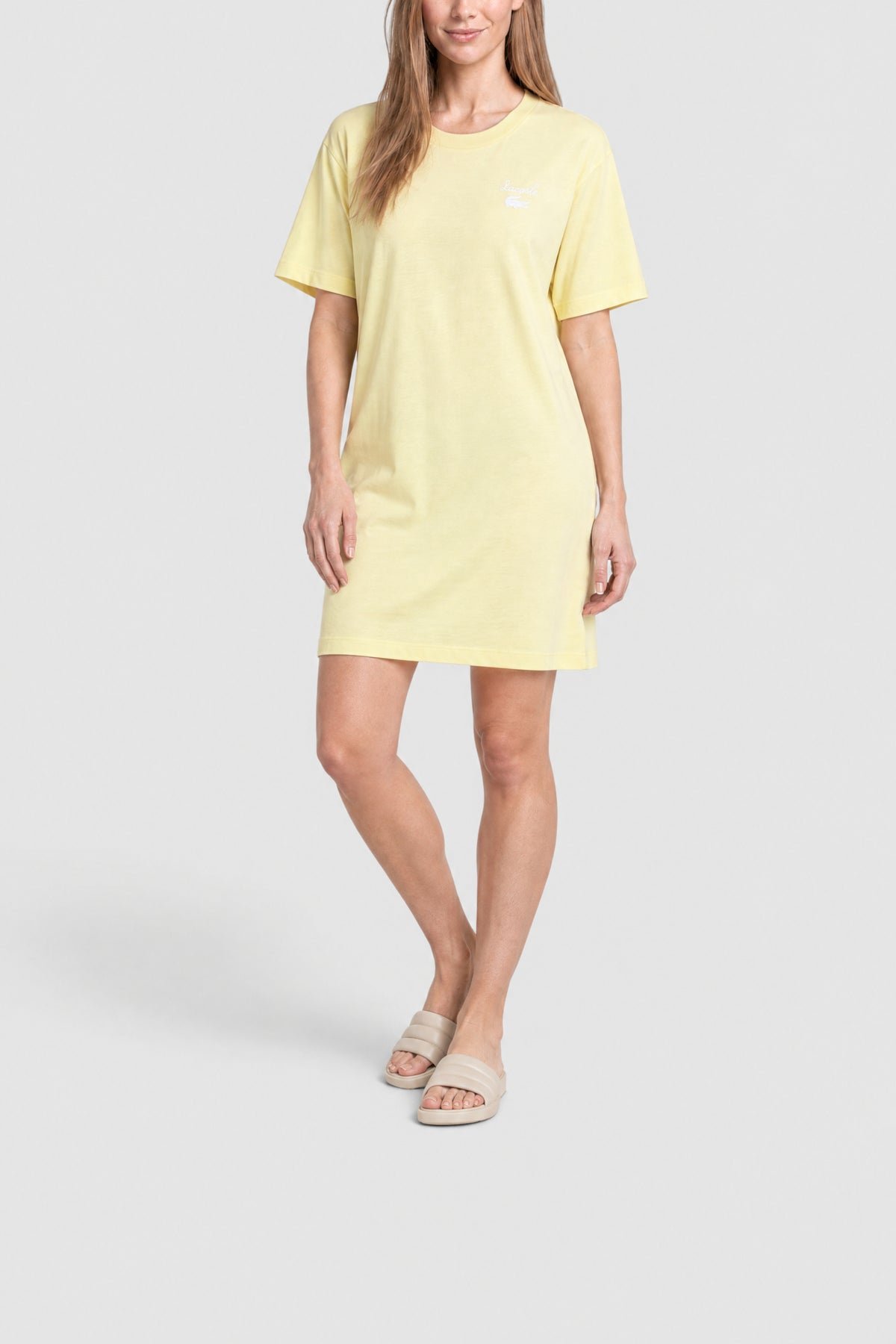 Robe t-shirt jersey oversize griffée - Jaune