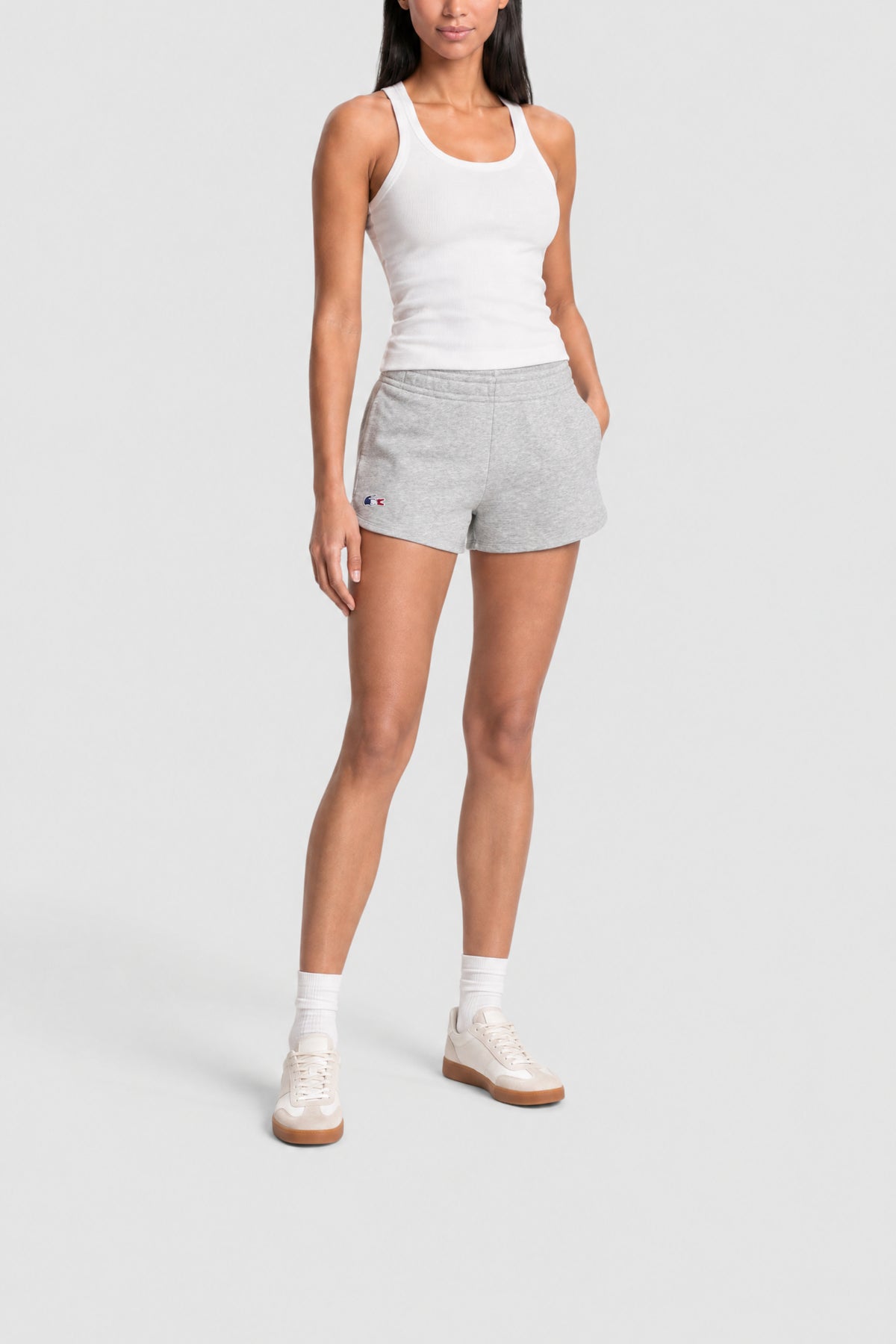 Short avec logo tricolore - Argent Chiné