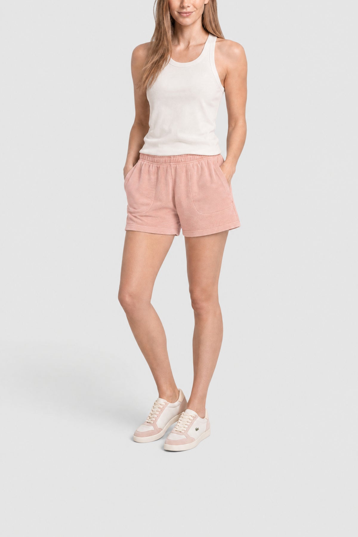 Short à poches en molleton - Rose