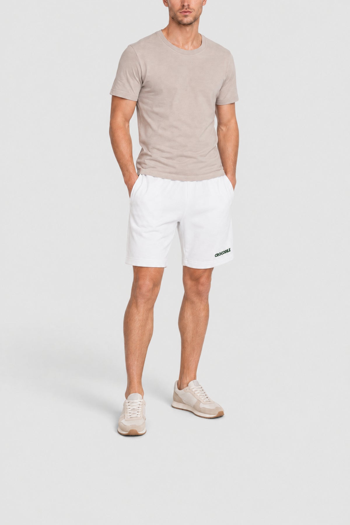 Bermuda brodé en molleton - Blanc