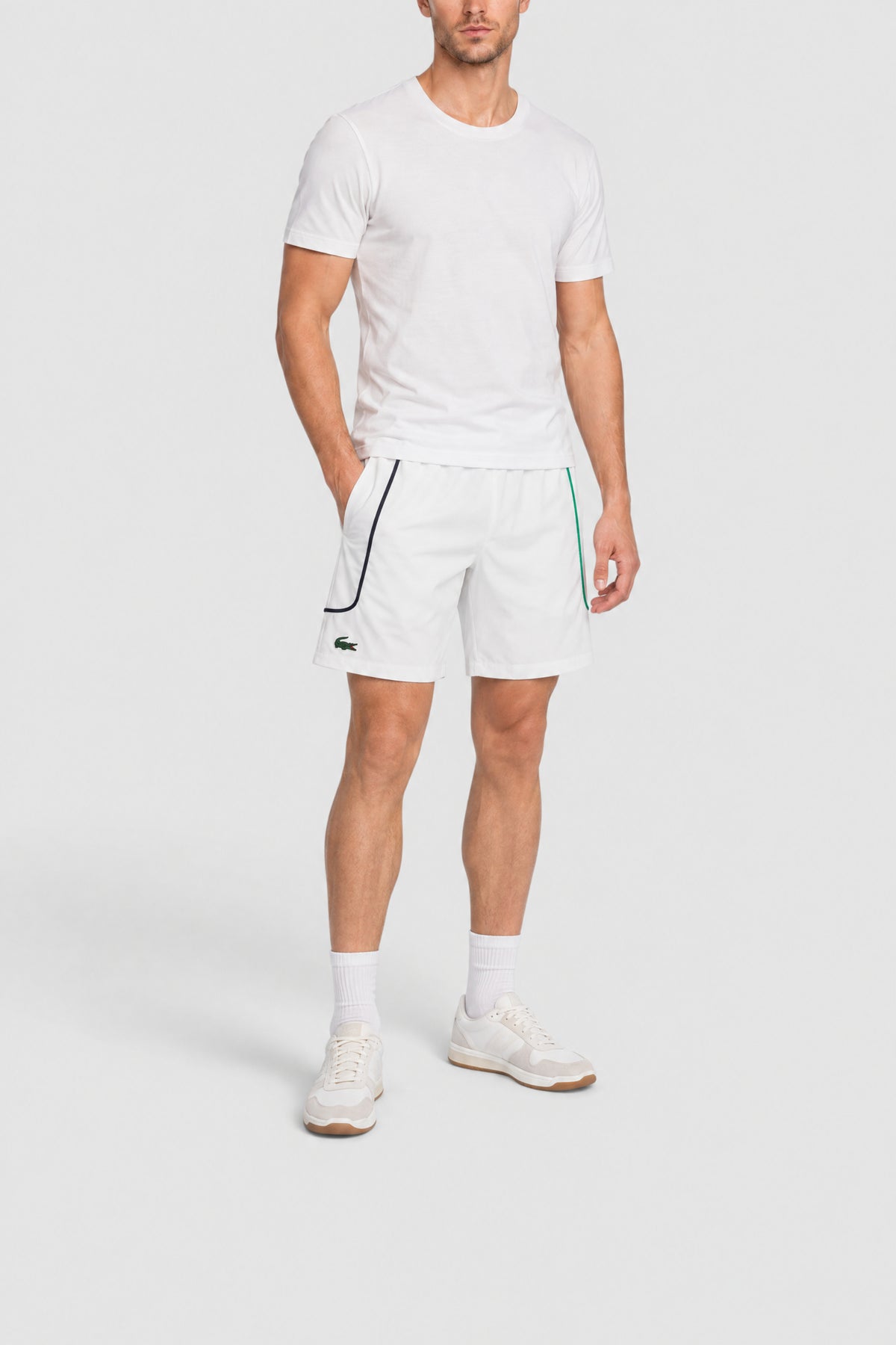 Short à liseré avec logo - Blanc