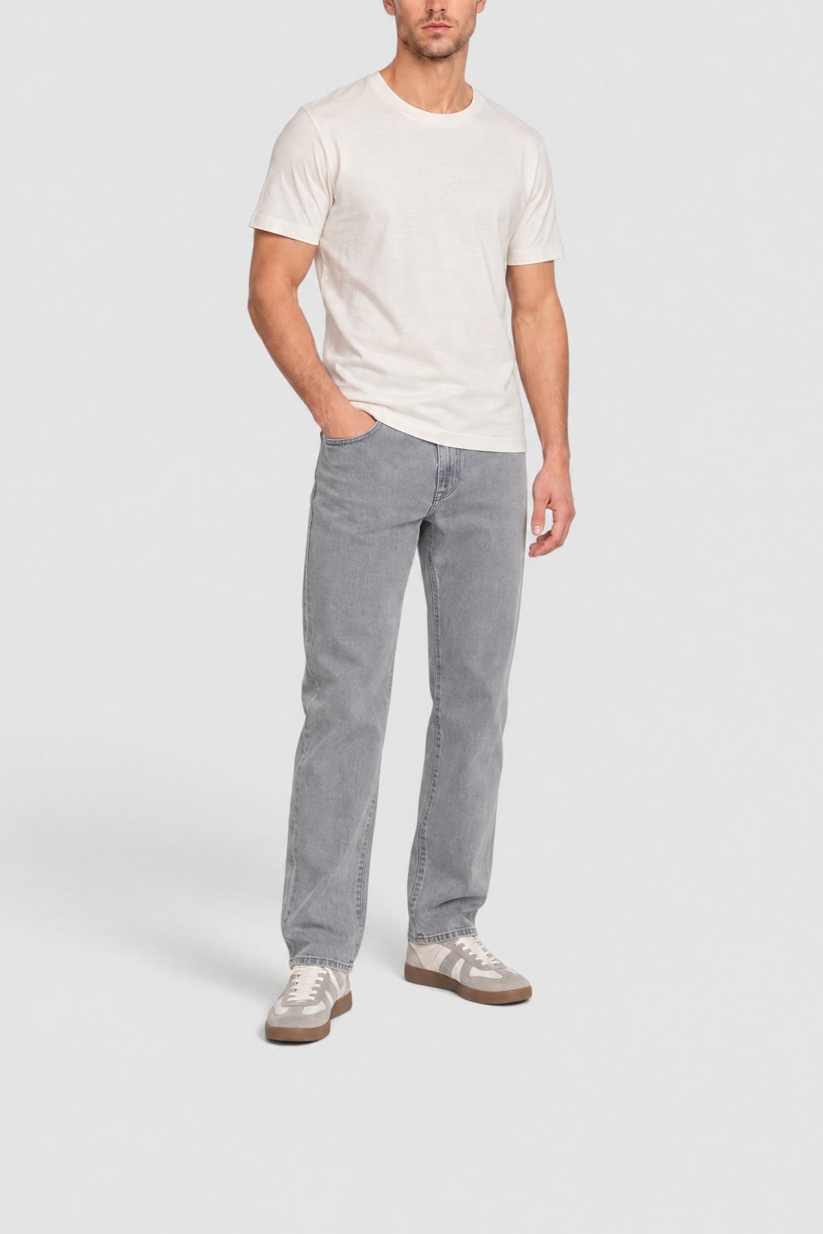 Pantalon effet délavé en denim - Washed Calcaire