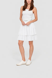 Jupe plissée mi-longue asymétrique - Blanc
