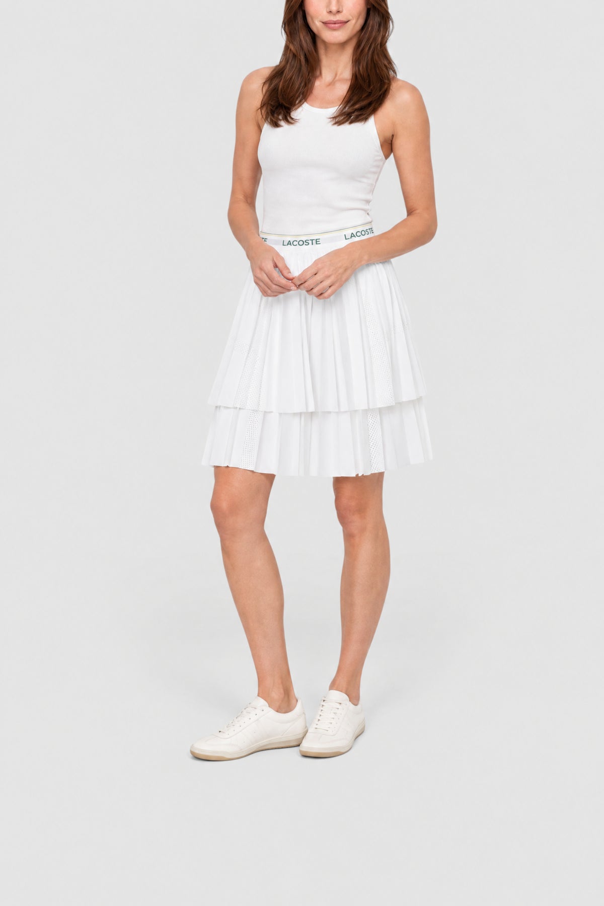 Jupe plissée mi-longue asymétrique - Blanc