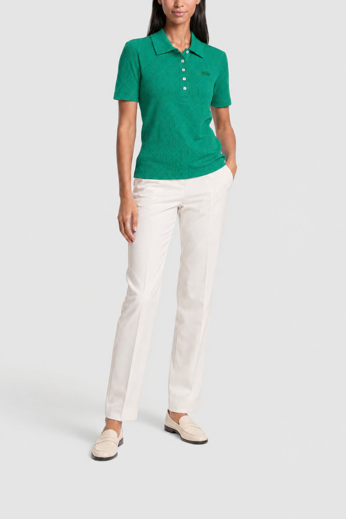 Polo ajusté en jacquard monogramme - Monstera