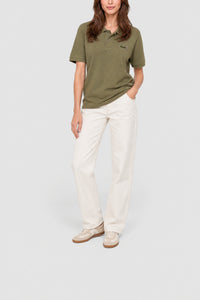 Polo L.12.12 loose fit en piqué avec badge - Kaki