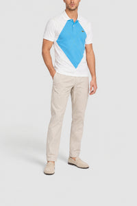 Polo L.12.12 motif losange - Blanc & Argentine