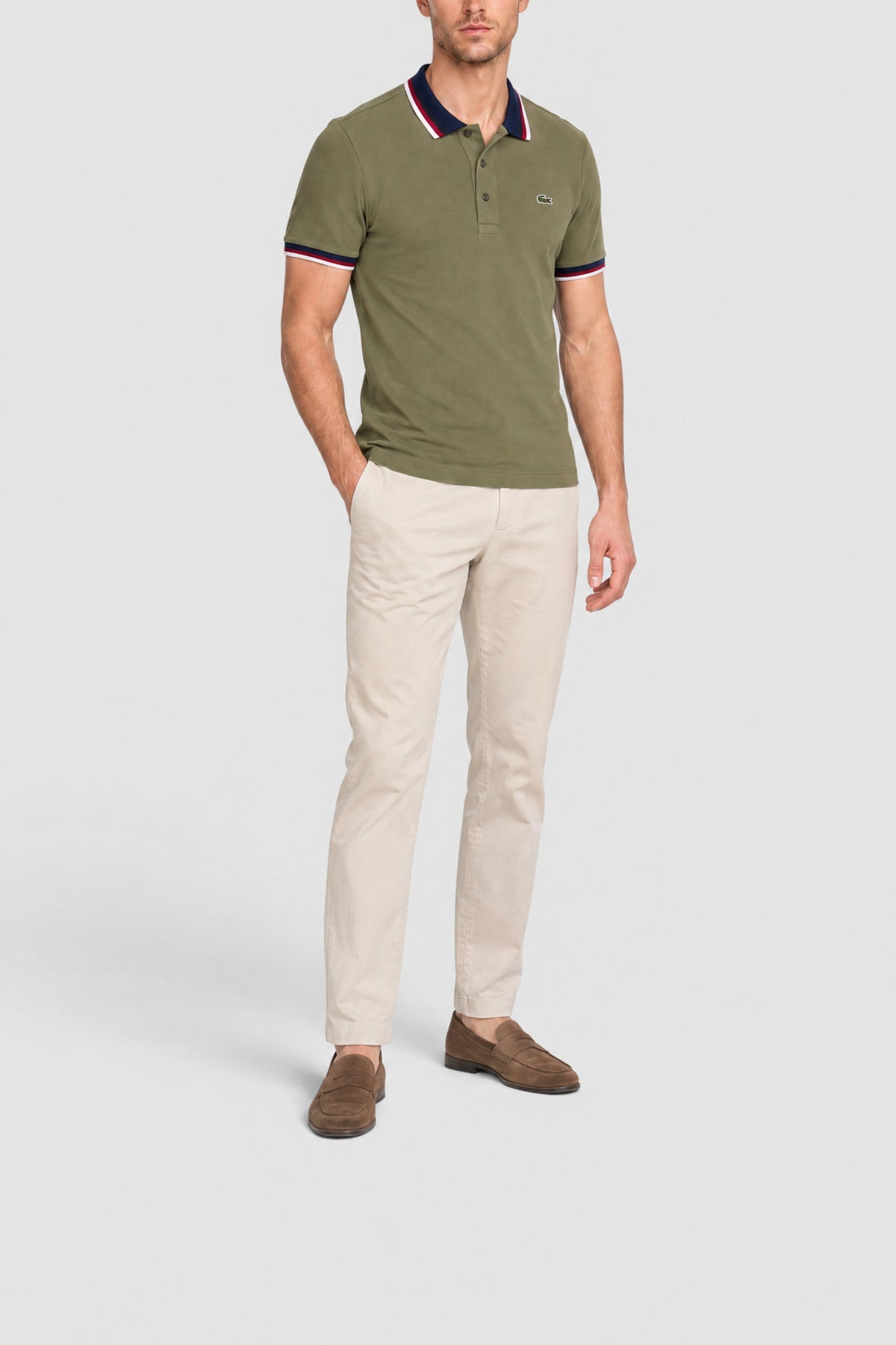 Polo en mini piqué stretch - Kaki