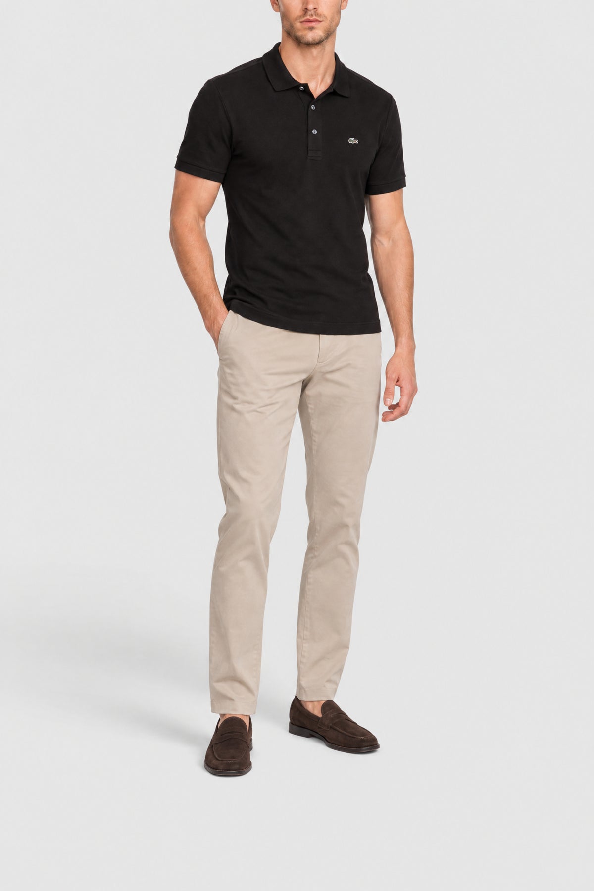 Polo en mini piqué stretch - Noir