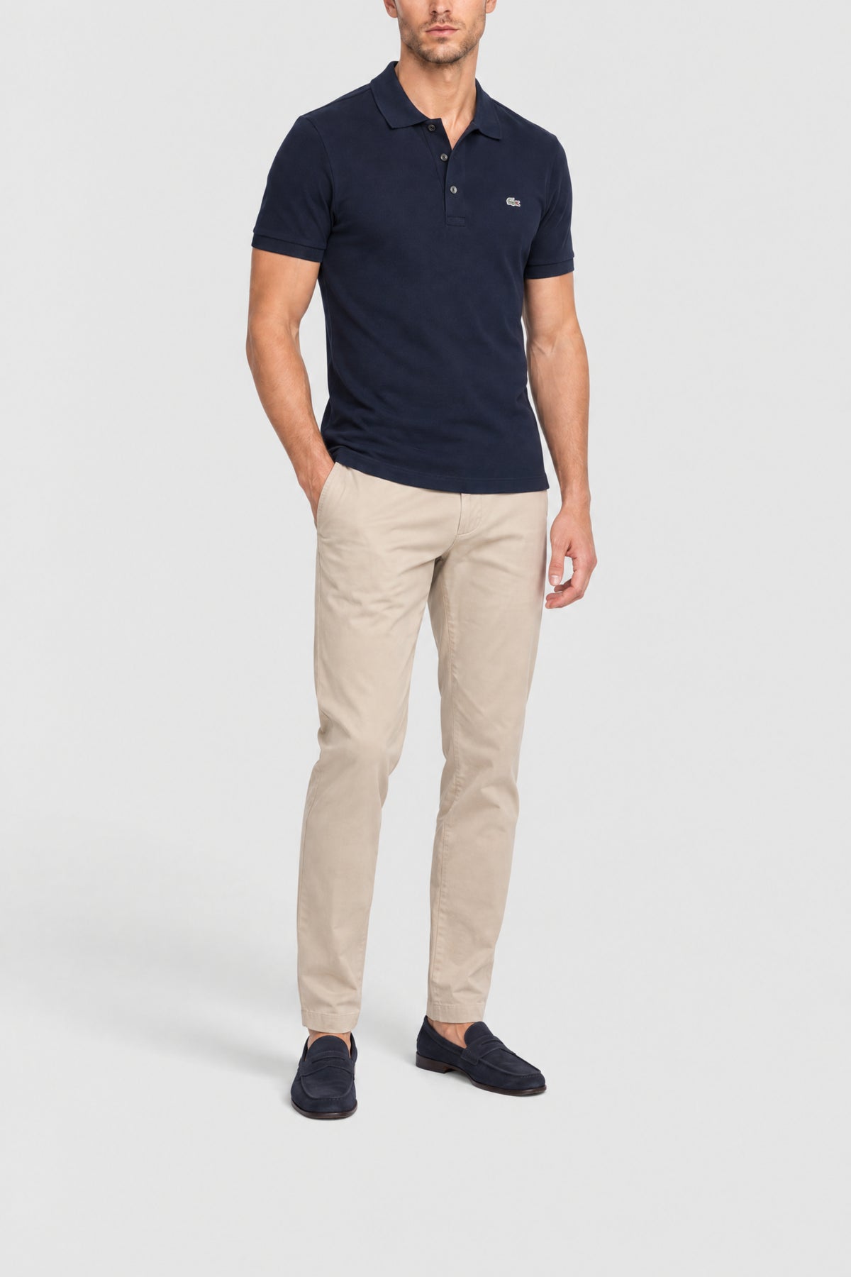 Polo en mini piqué stretch - Marine