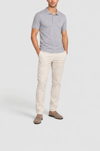 Polo en mini piqué stretch - Argent Chiné