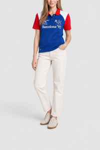 Polo avec logo en piqué - Cobalt & Blanc