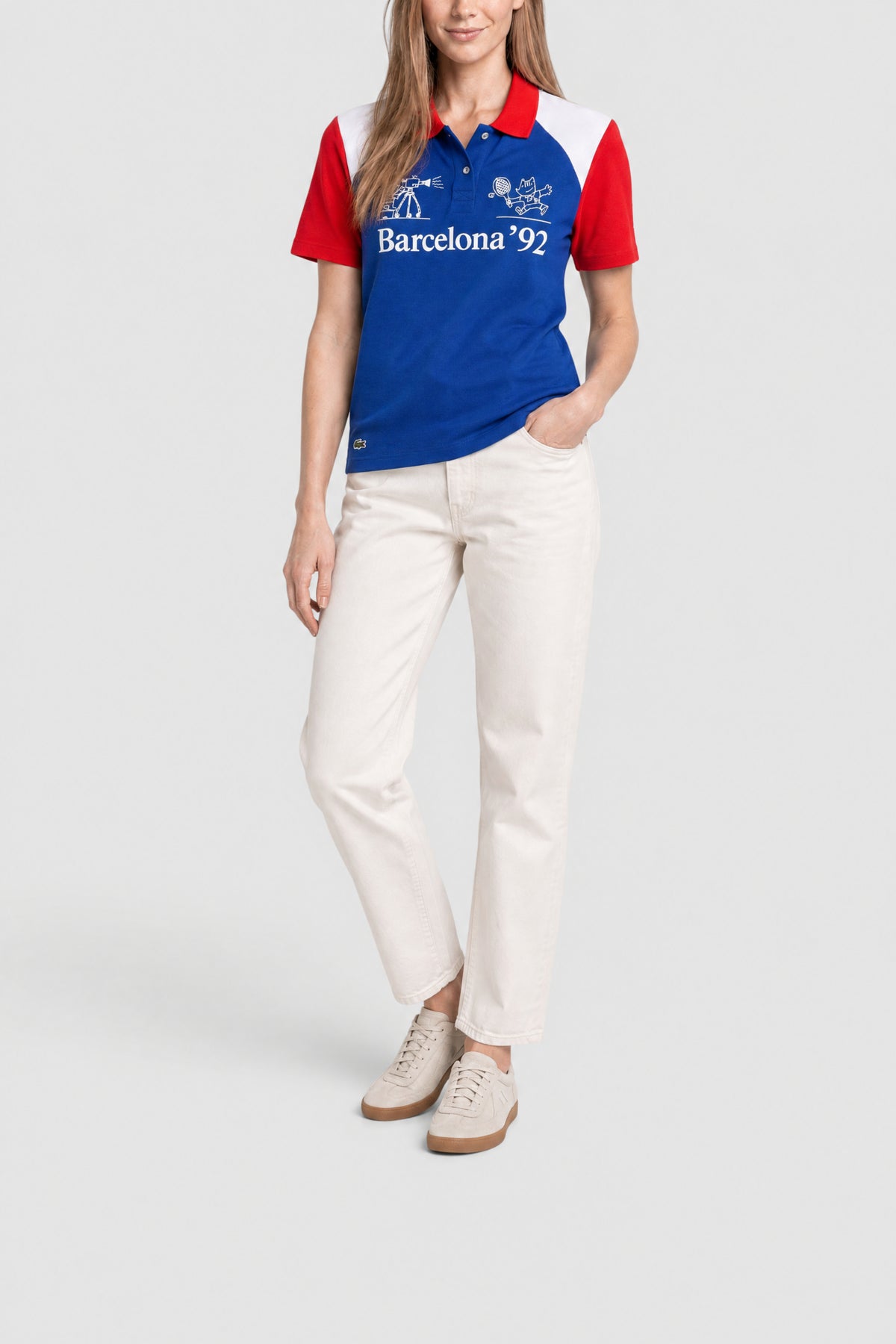 Polo avec logo en piqué - Cobalt & Blanc