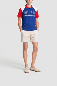 Polo avec logo en piqué - Cobalt & Blanc