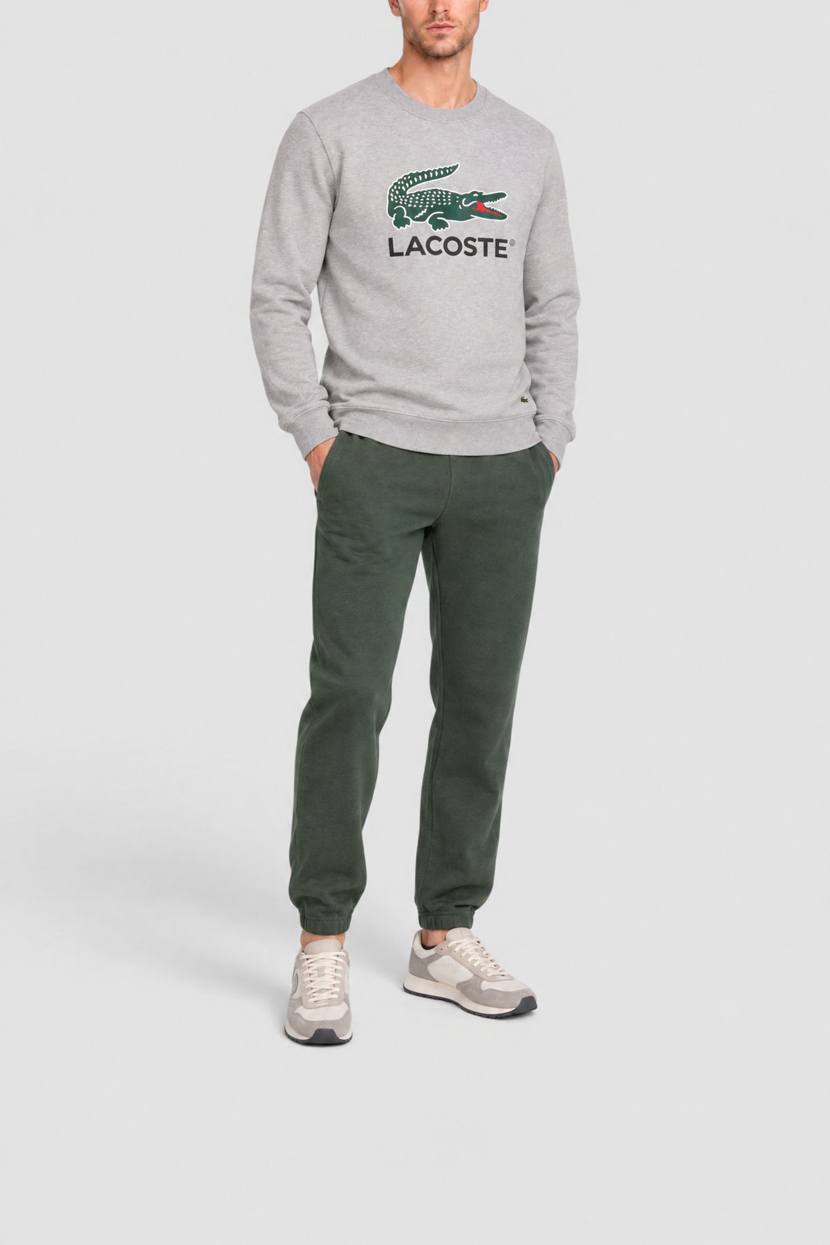 Sweatshirt à col rond en molleton - Argent Chiné