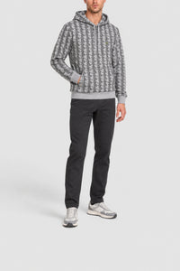 Sweatshirt à capuche en molleton monogramme - Argent Chiné & Noir