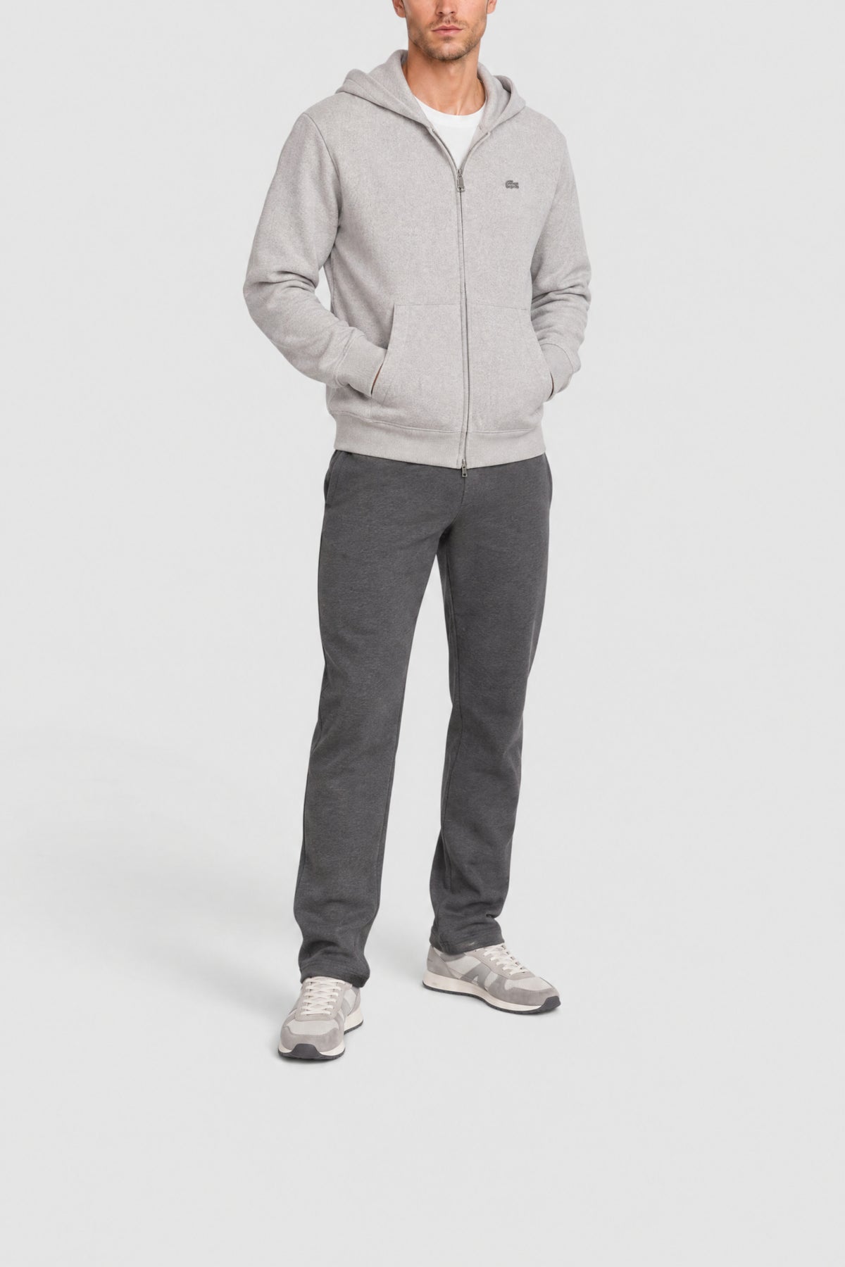 Sweatshirt zippé à capuche - Argent Chiné