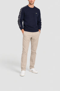 Sweatshirt à col rond bandes siglées - Marine