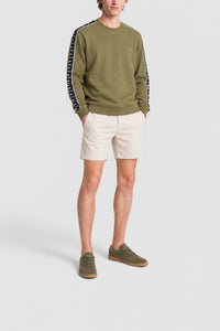 Sweatshirt à col rond bandes siglées - Kaki