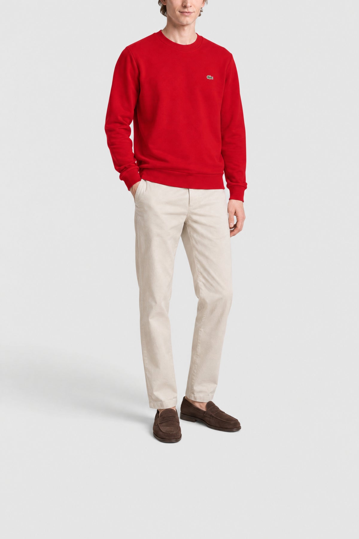 Sweatshirt à col rond en molleton - Rouge