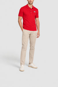 Polo boutonné avec logo - Rouge