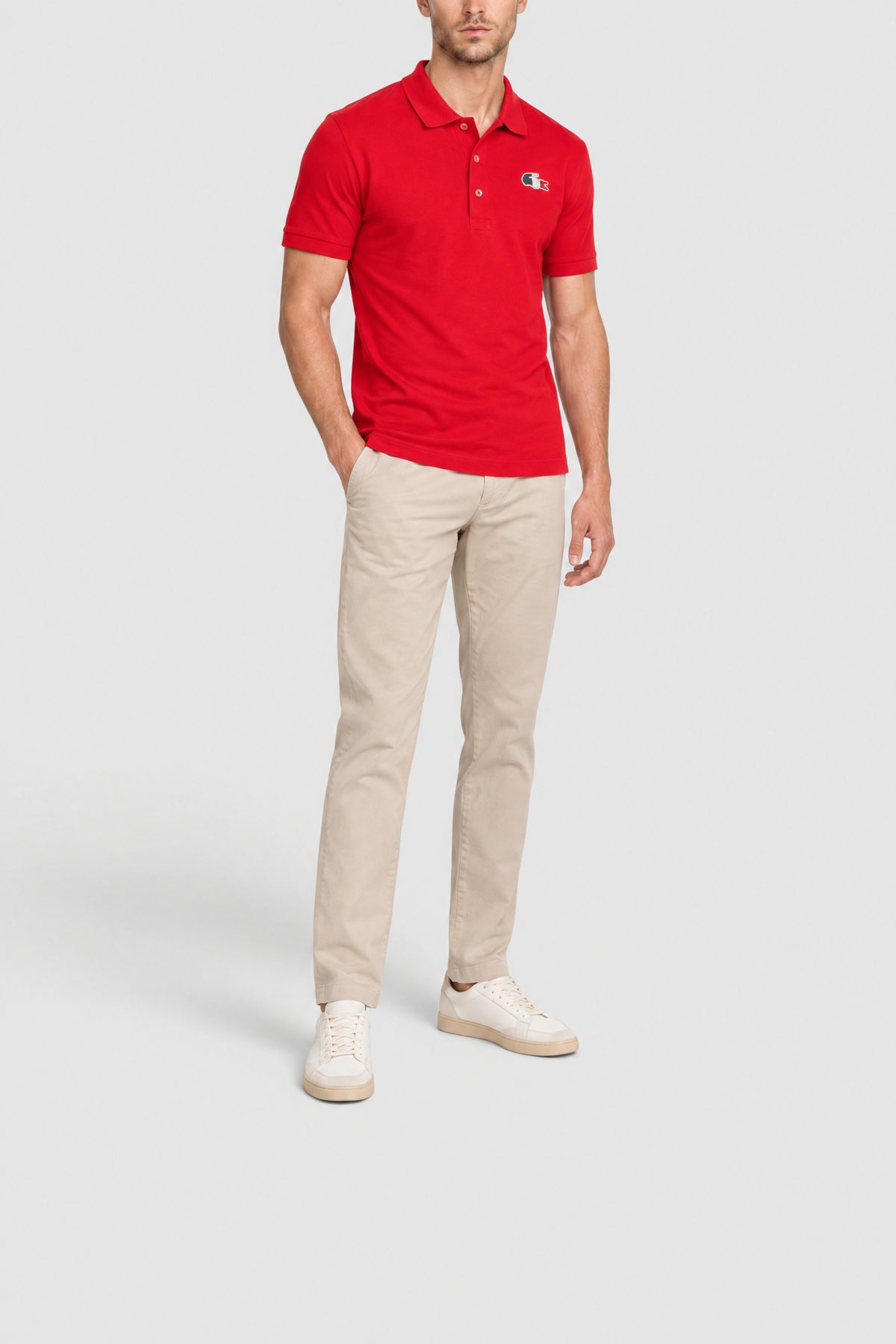 Polo boutonné avec logo - Rouge