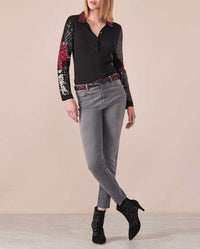 Jeans Lenzo à détails brodés - Heather Grey