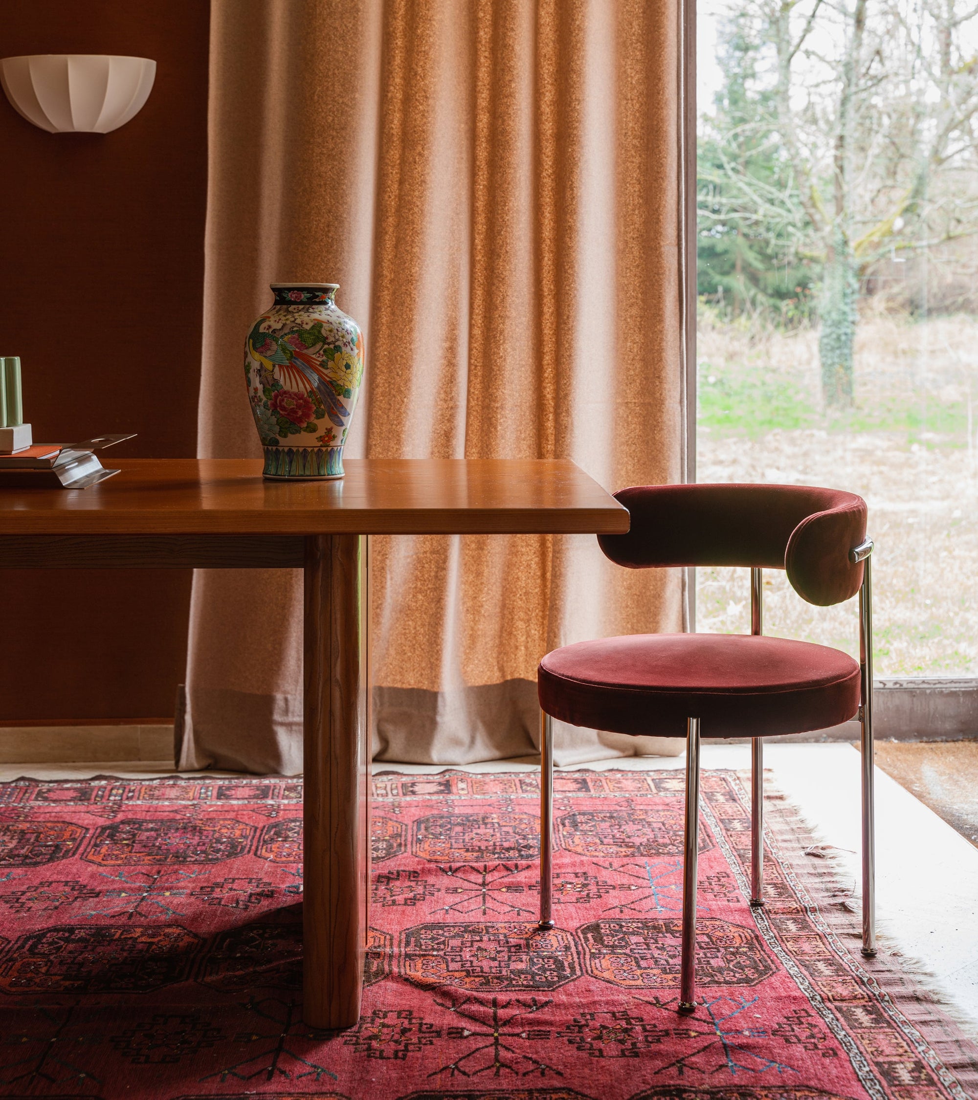 Chaise Libera en velours - Cognac