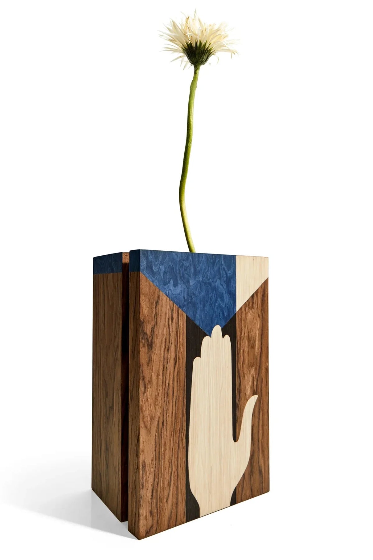 Boîte Edgar en bois - Marron & Bleu