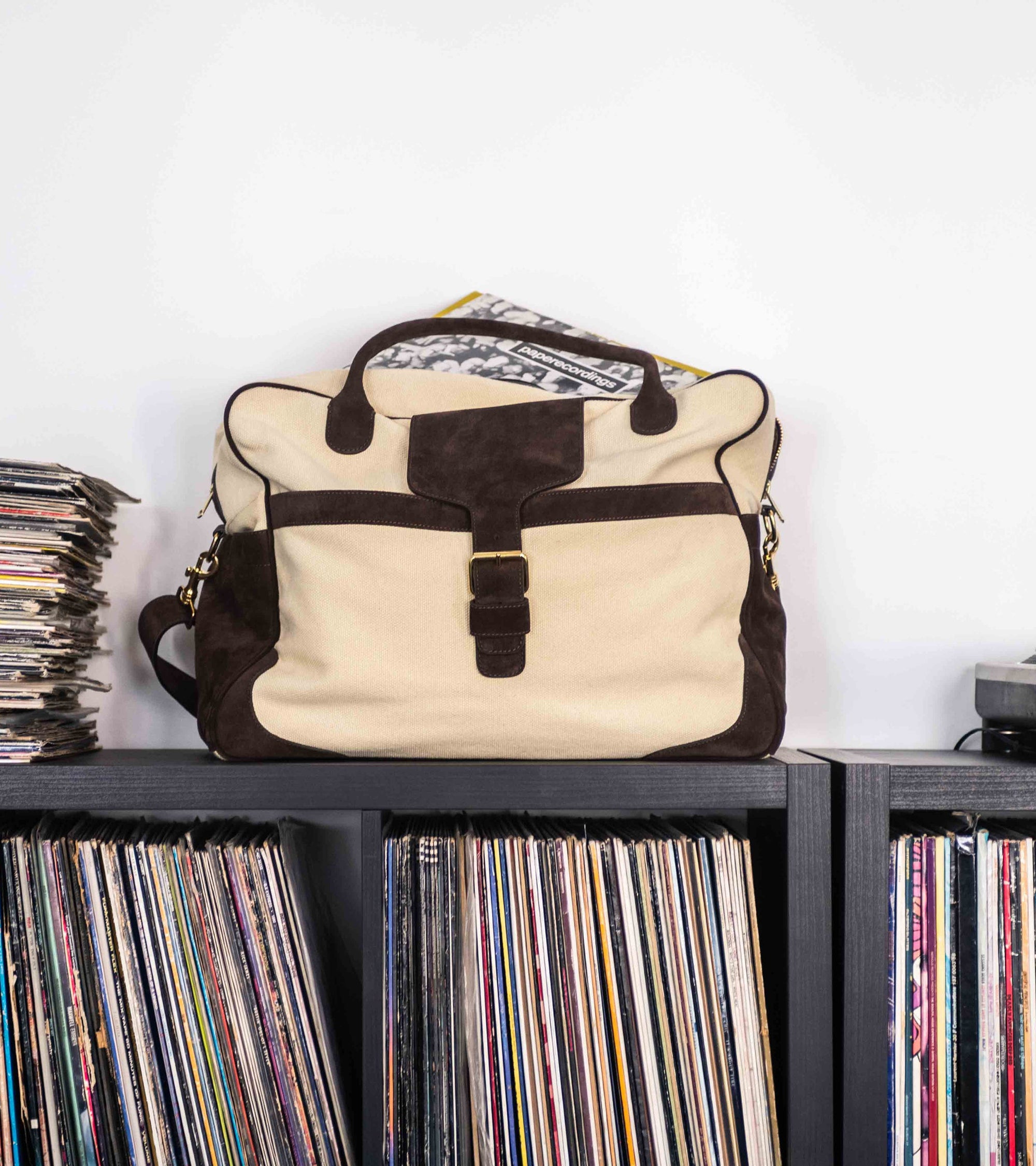 Andrea leather travel bag - Ecru and Chocolate