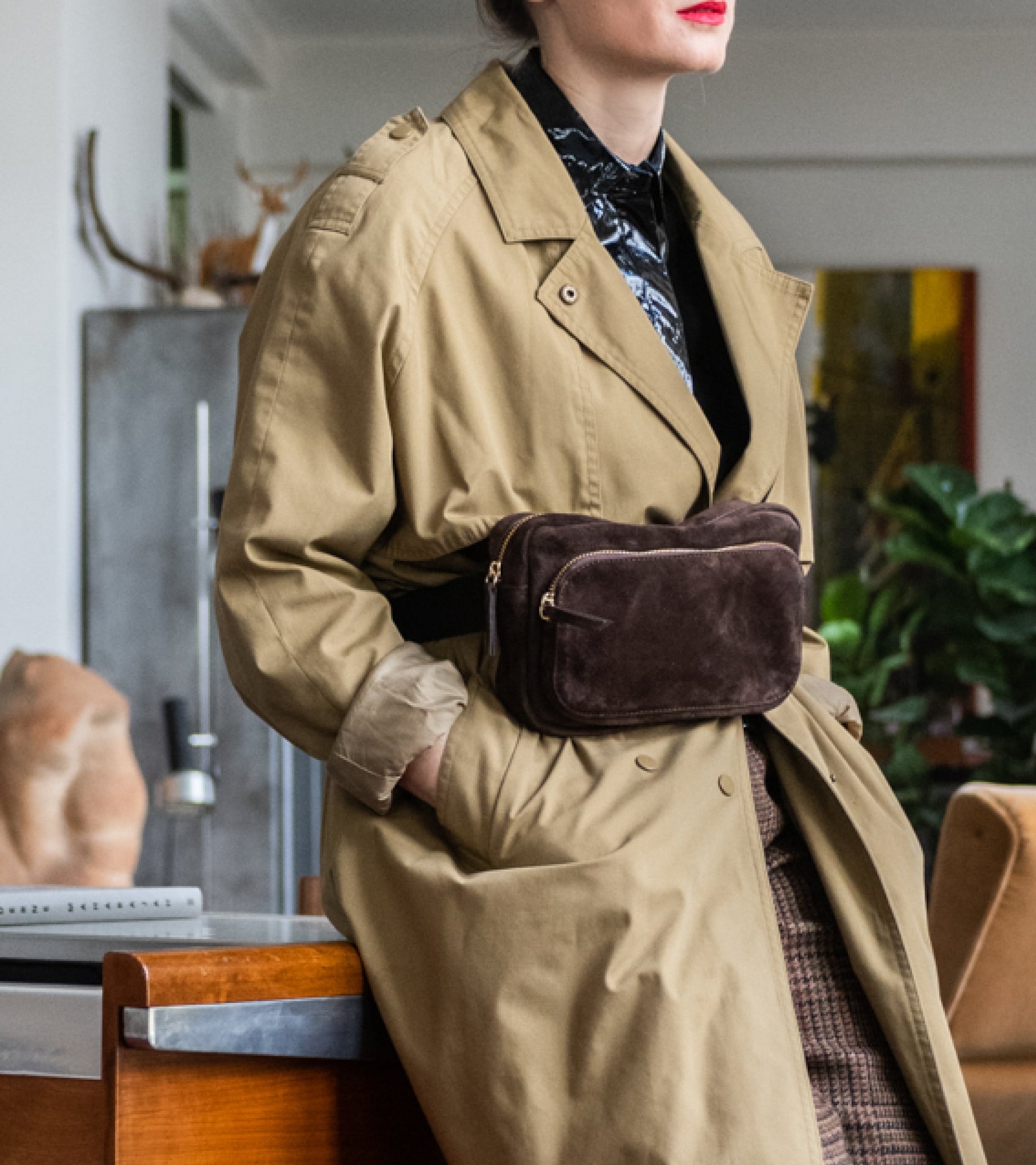 Andrea leather belt bag - Chocolate