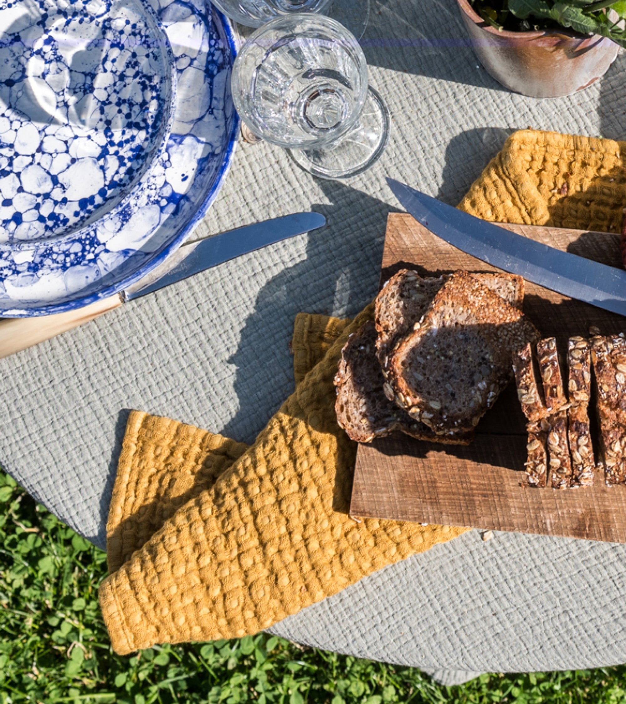 Torchon Cucina en nid d'abeille - Moutarde