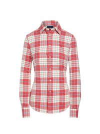 Tartan cotton twill shirt - Faded Red & Cream Plaid