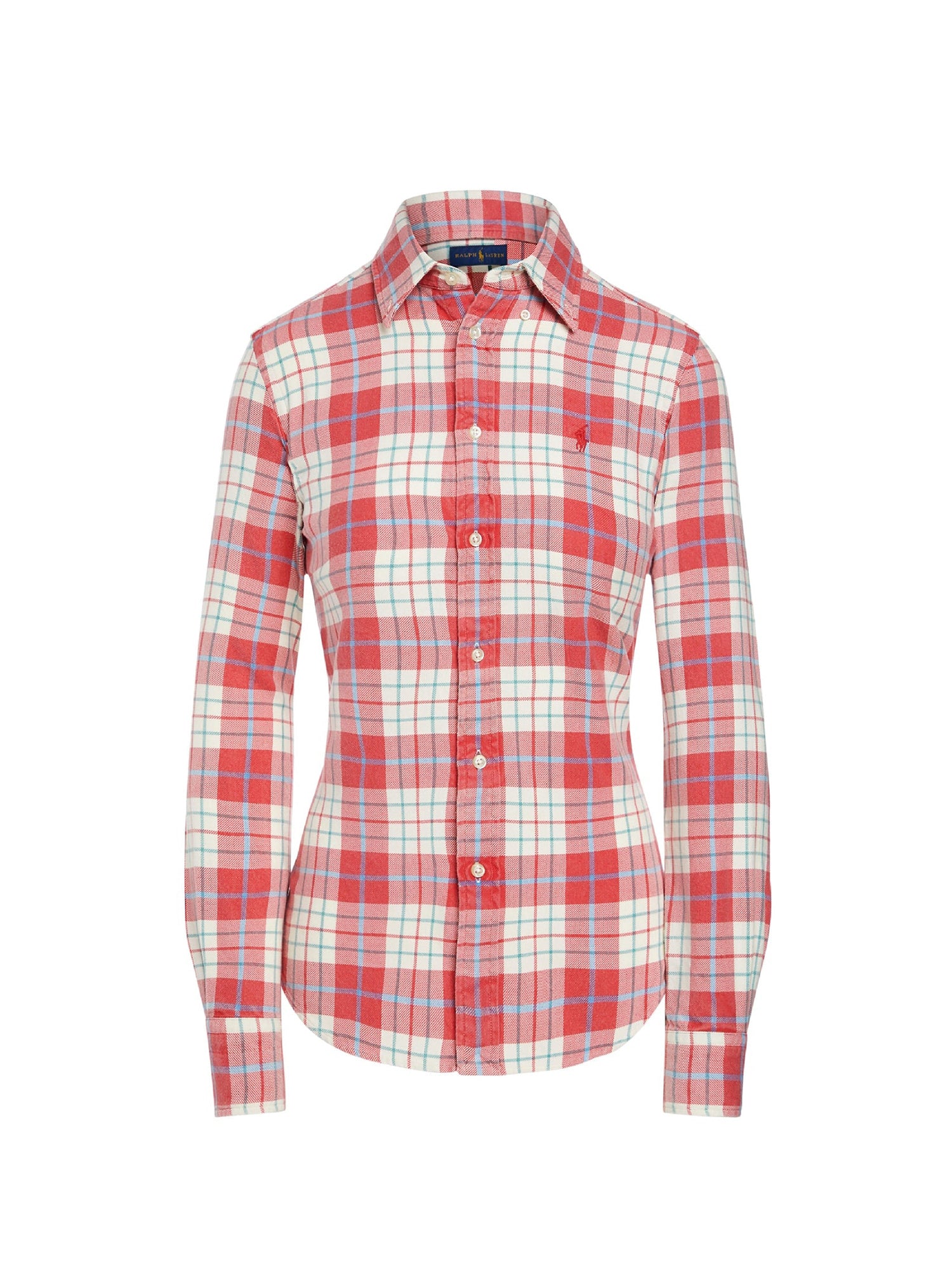 Tartan cotton twill shirt - Faded Red & Cream Plaid