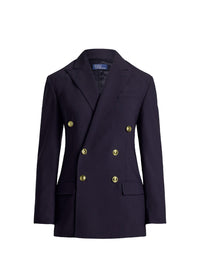 Blazer croisé en laine mélangée - Navy