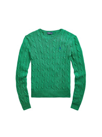Pull Julianna torsadé à col rond en coton - Preppy Green