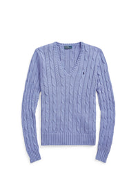 Pull Kimberly col en V torsadé en coton - New Litchfield Blue
