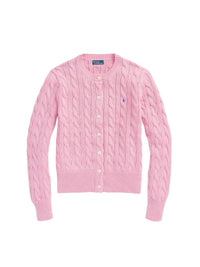 Cardigan torsadé à col rond en coton - Carmel Pink