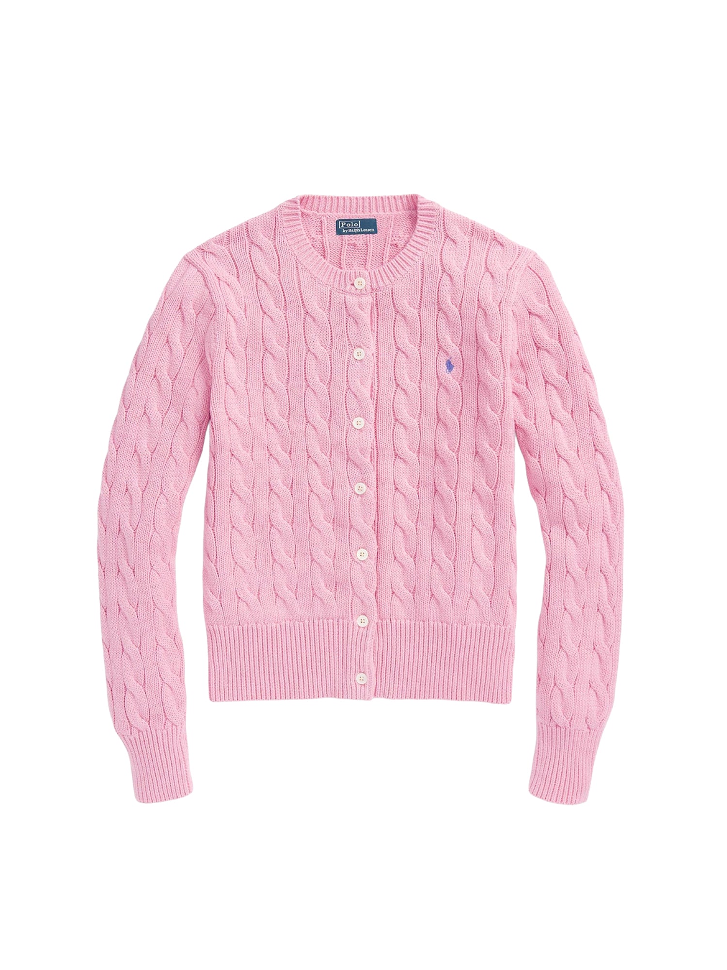 Cardigan torsadé à col rond en coton - Carmel Pink